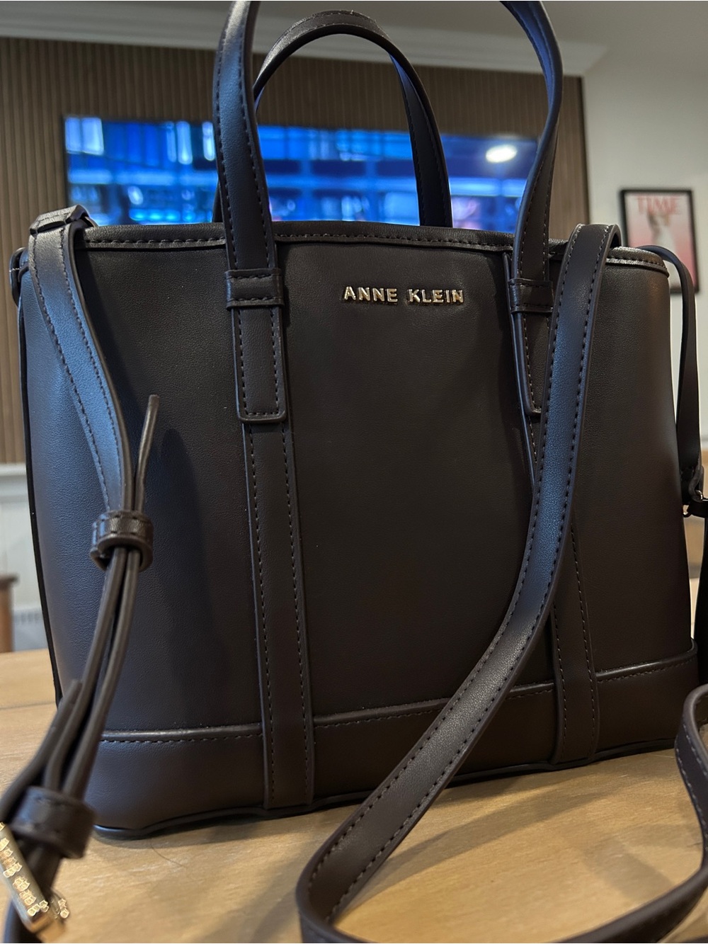 Anne Klein Brown Structured crossbody Tote with Pouch - Picture 2 of 9